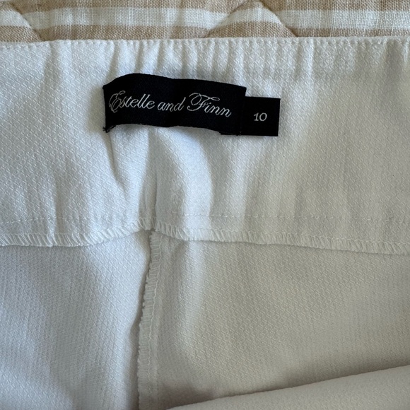 Estelle and Finn White Pique Stretch Step Hem Ankle Pants - Picture 3 of 10